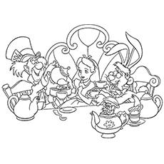 Tea Party at Wonderland Coloring Page