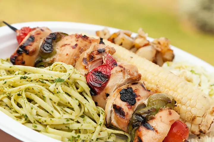 Have pasta with veggies and protein on the side