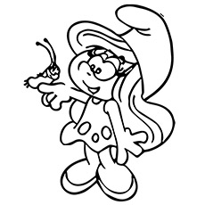 Butterfly on Smurfette Hands coloring page