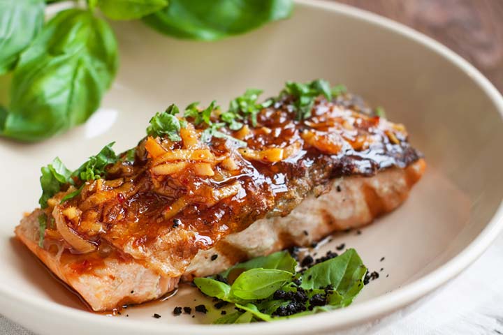Add fresh ginger to grilled fish such as salmon