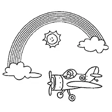 Airplane And Rainbow Coloring page