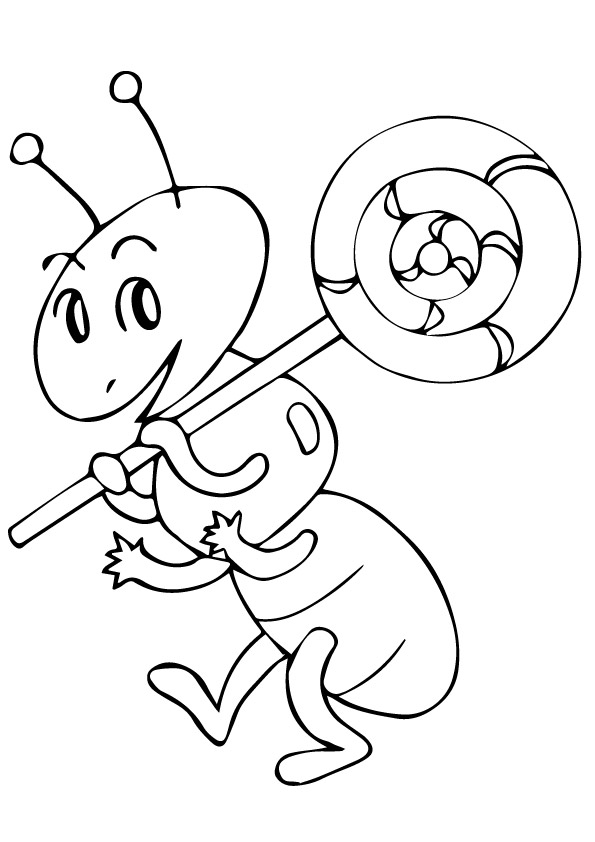 Ant-holding-lollipop-coloring