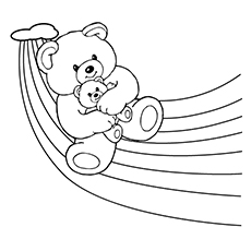 Baby Bear And Rainbow coloring page