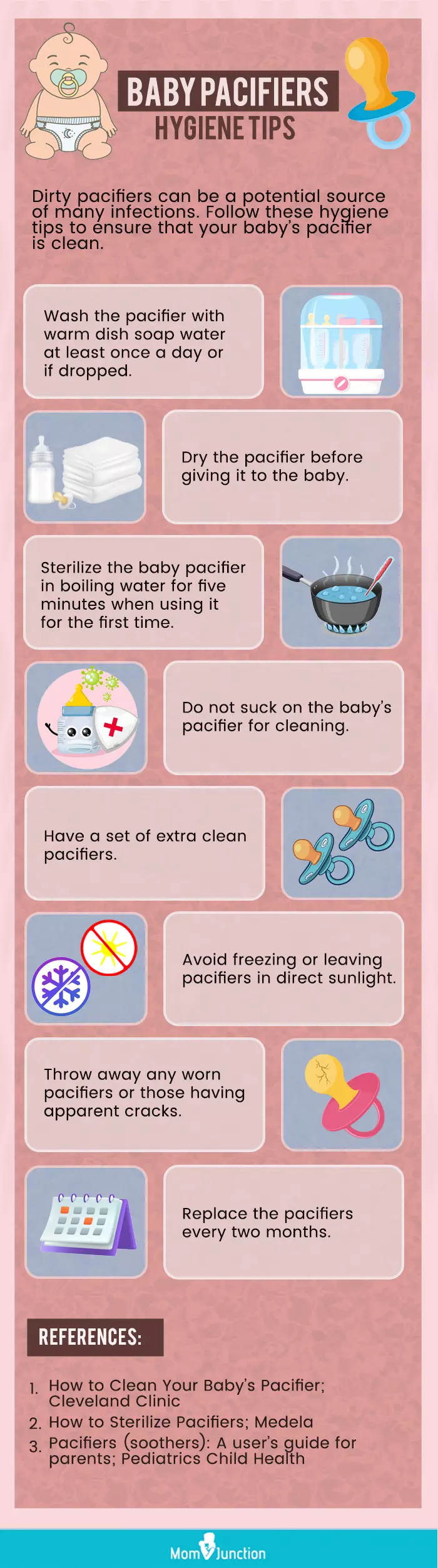baby pacifiers hygiene tips (infographic)
