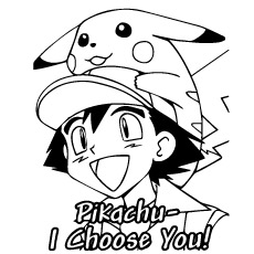 Pikachu on Pokemon Head Coloring Pages