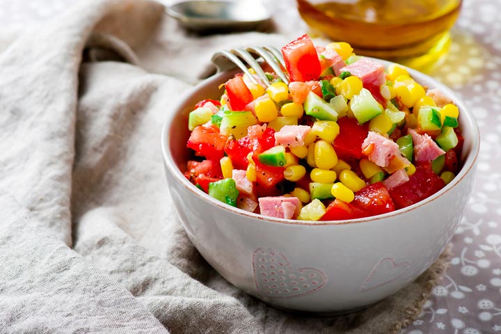 Corn salad, snack for toddlers