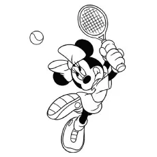 Minnie Mouse Enjoys Badminton coloring page