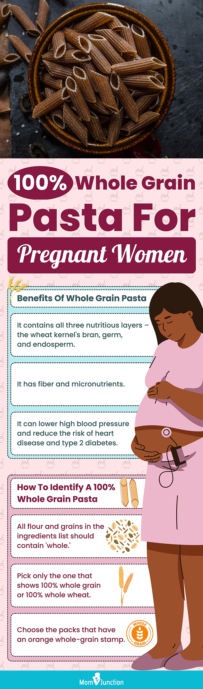 100% whole grain pasta for pregnant women (infographic)