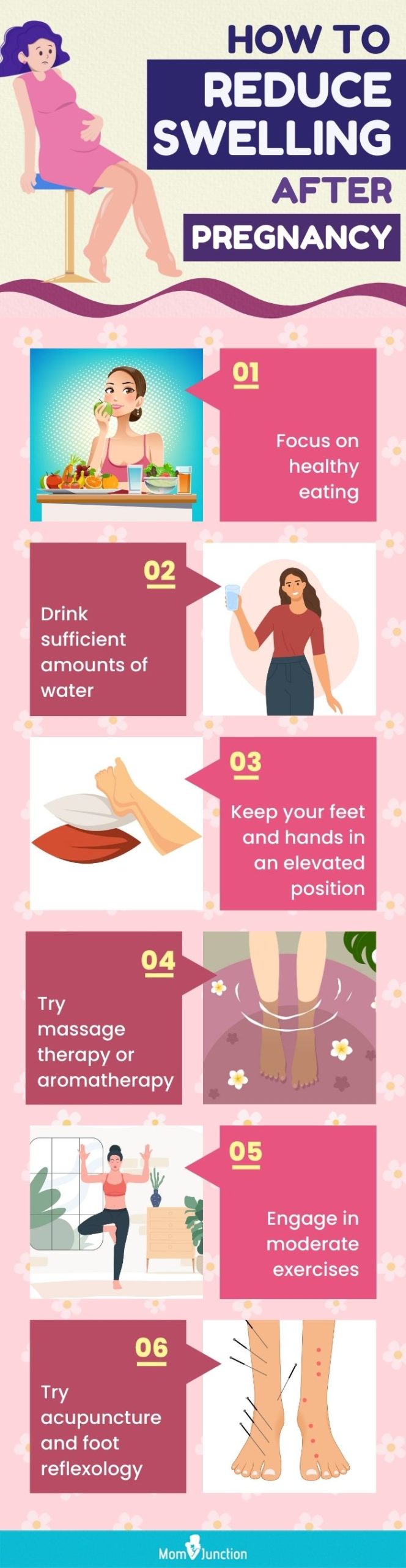 how to reduce swelling after pregnancy (infographic)
