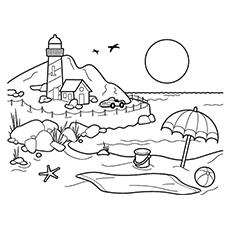 beach scene coloring page