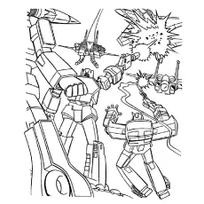Transformers Fighting during the War coloring page