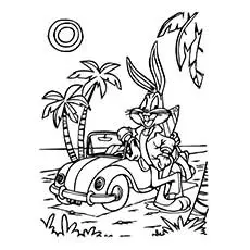 Coloring Pages of Bugs Bunny Looney with Car 