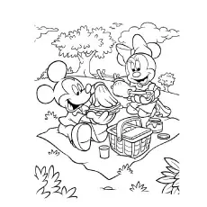 Mickey and Minnie Picture On Picnic coloring page