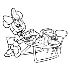Minnie Mouse at Barbeque coloring page