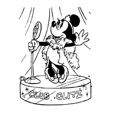Minnie Loves Singing in Club on coloring page