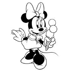 Minnie Mouse having Ice cream coloring page