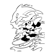 Image of Minnie Mouse Surfing On coloring page