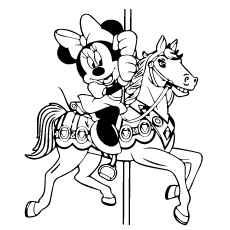 Minnie Mouse on a Merry Go Round Coloring Printables