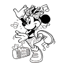 Free Minnie Mouse Dancing on Music Color Picture