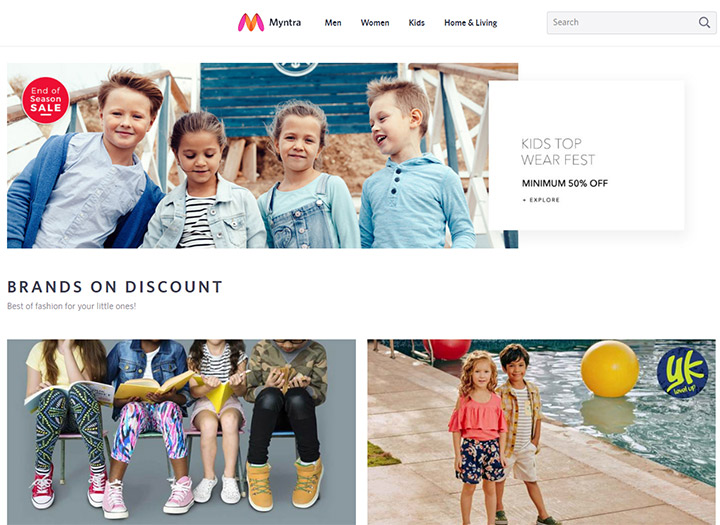 Best online clothing sites for kids in India, Myntra