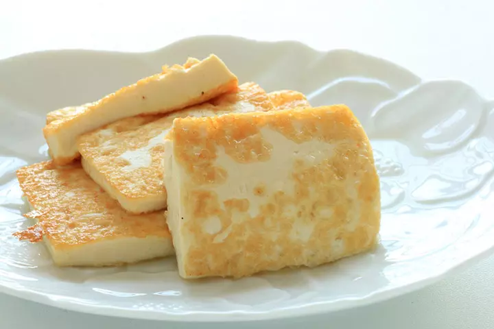 Pan-fried tofu, snack for toddlers