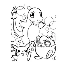 Pikachuand Charmander coloring page