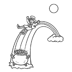 Rainbow And Pot Of Gold Coins coloring page