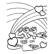 Pony land rainbow coloring page