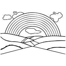 Rainbow in the hills coloring page