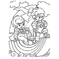 Rainbow riding coloring page