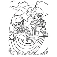 Rainbow riding coloring page