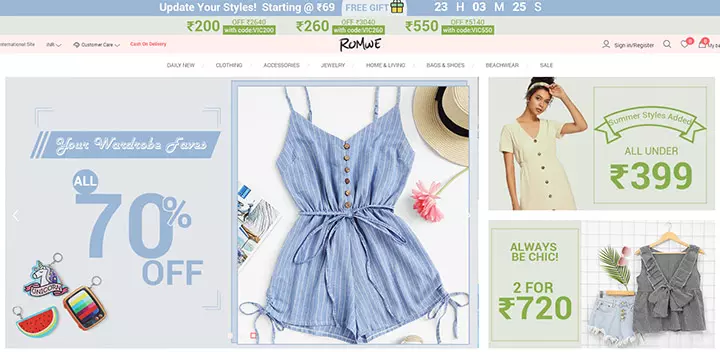Best online clothing sites for kids in India, Romwe