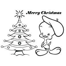 Tweety Celebrating Christmas to Color