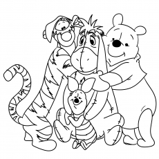 The Eeyore Pooh Piglet and Tiger coloring page