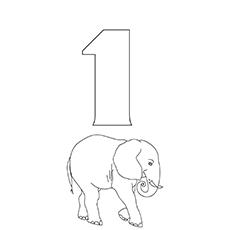 The Elephant With Number 1 Coloring page