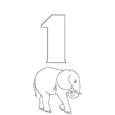 The Elephant With Number 1 Coloring page