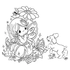 Fairy and Her Pet Picture coloring page