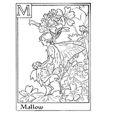 Mallow Fairy Among Flowers coloring page