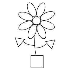 Shapes of Flower and Pot Coloring Pages