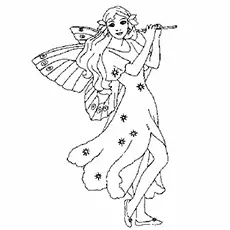 Fairy Playing Flute coloring page