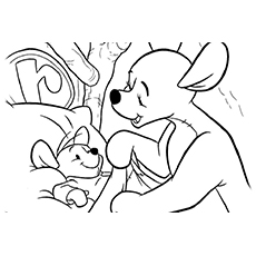 The kanga and roo friends of winnie the pooh coloring page