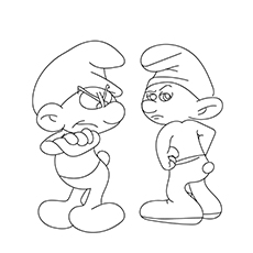 Little Grumpy Faced Smurf coloring page