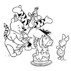 Winnie the pooh happy birthday coloring page