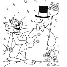 Tom and jerry making iceman coloring page