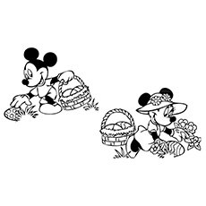 Minnie and Mickey Collects Easter Egg coloring page