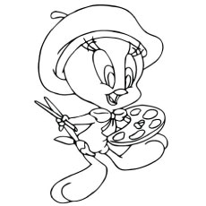 Cute Painter Tweety Image to Color