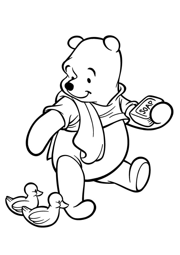 The-Pooh-Watching-the-Ducklings-coloring-page