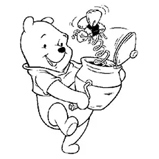 Winnie the pooh with honey bee toy coloring page