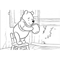 Winnie the pooh with the pot coloring page