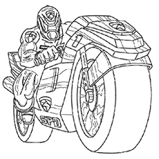 Power Ranger on a Battle Bike coloring page